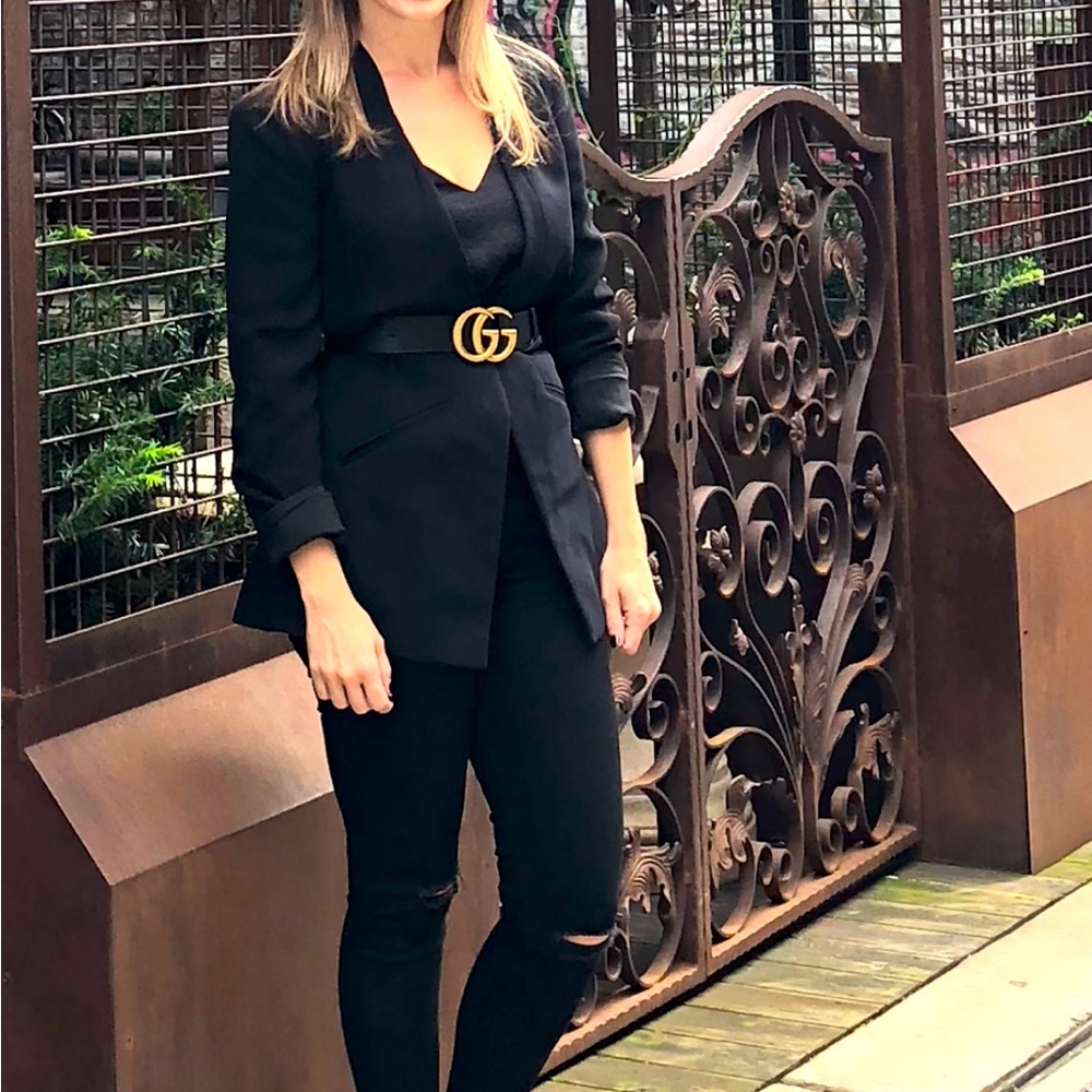 Gucci Marmount GG leather belt Gold buckle